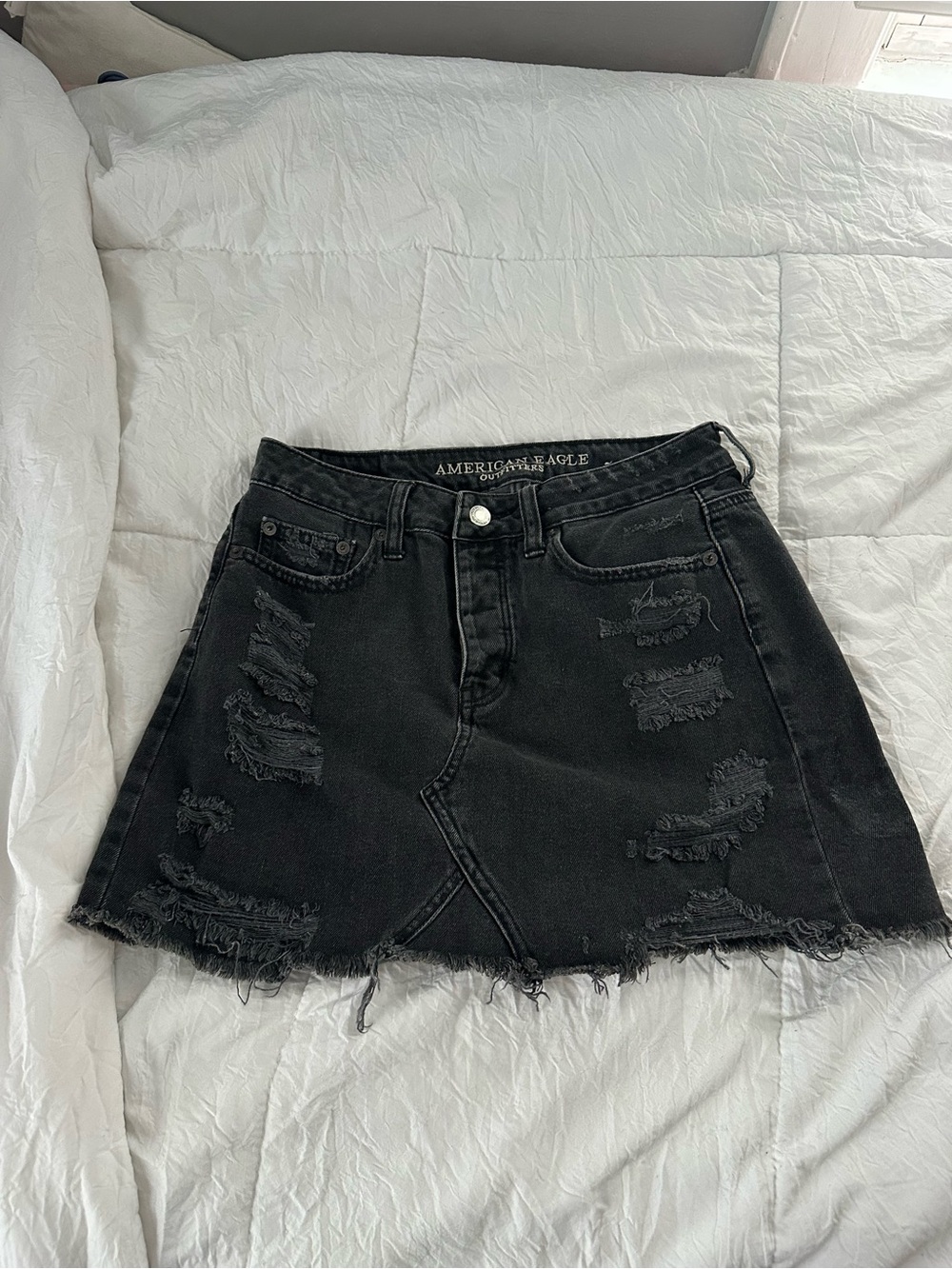 American Eagle Outfitters Black Washed Denim Skirt